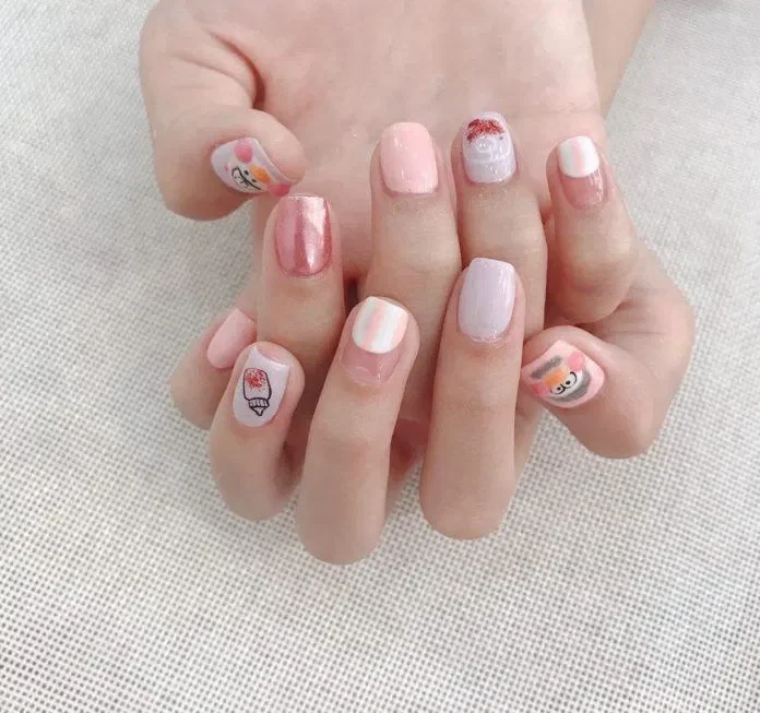 Mẫu nail họa tiết ngộ nghĩnh dễ thương (ảnh: internet)