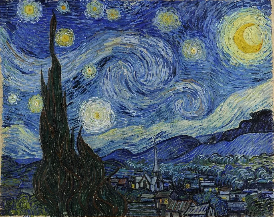 Tuyệt tác Đêm đầy sao (The Starry Night) năm 1889 của họa sĩ Vincent van Gogh với bầu trời cuộn xoáy và những vì sao rực sáng