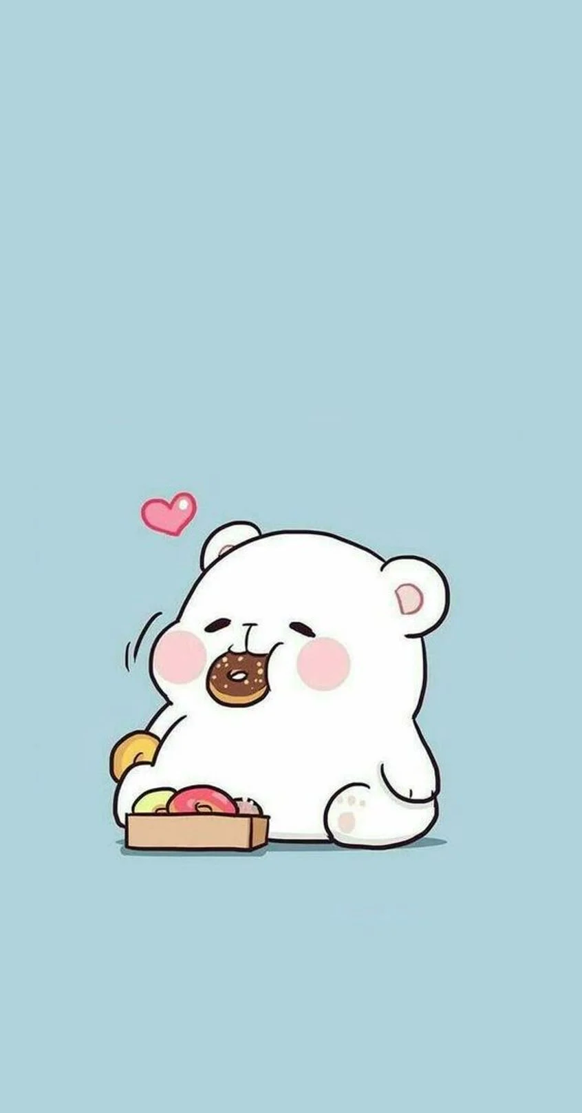 Hình ảnh cute gấu trắng ăn dưa hấu trên nền xanh pastel