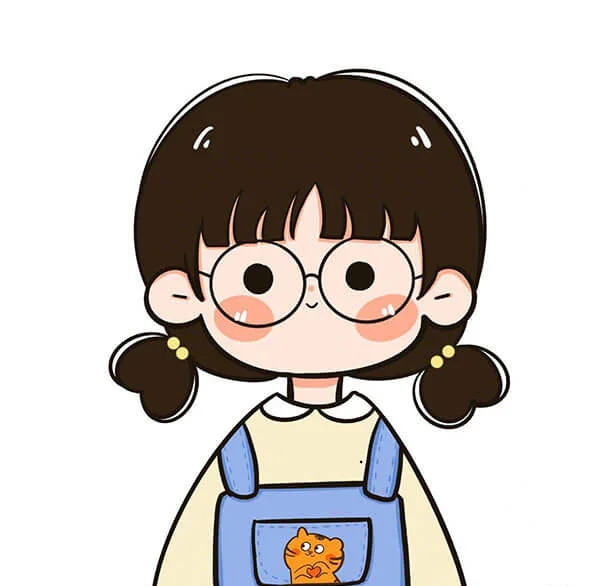Ảnh avatar chibi cô bé đeo kính mặc yếm xanh