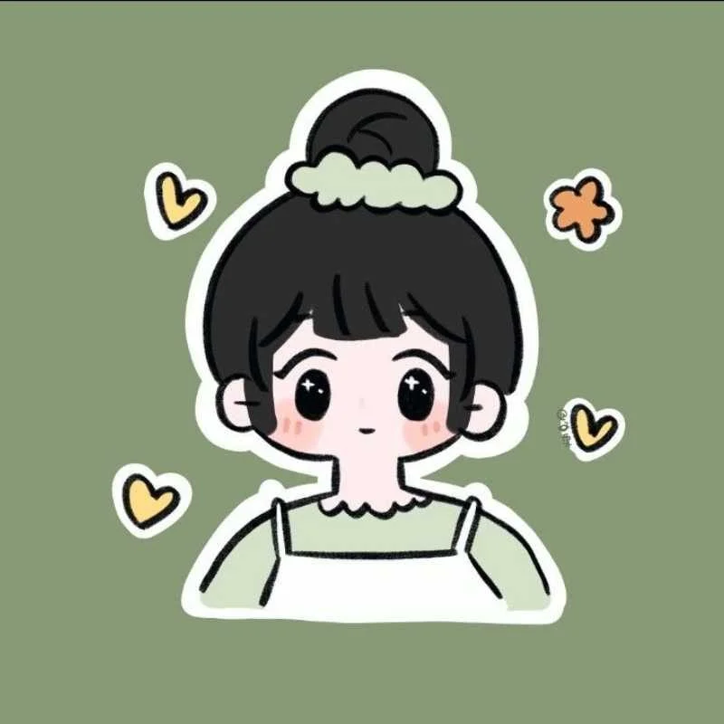 Ảnh avatar chibi cô gái tóc búi mặc váy trắng trên nền xanh