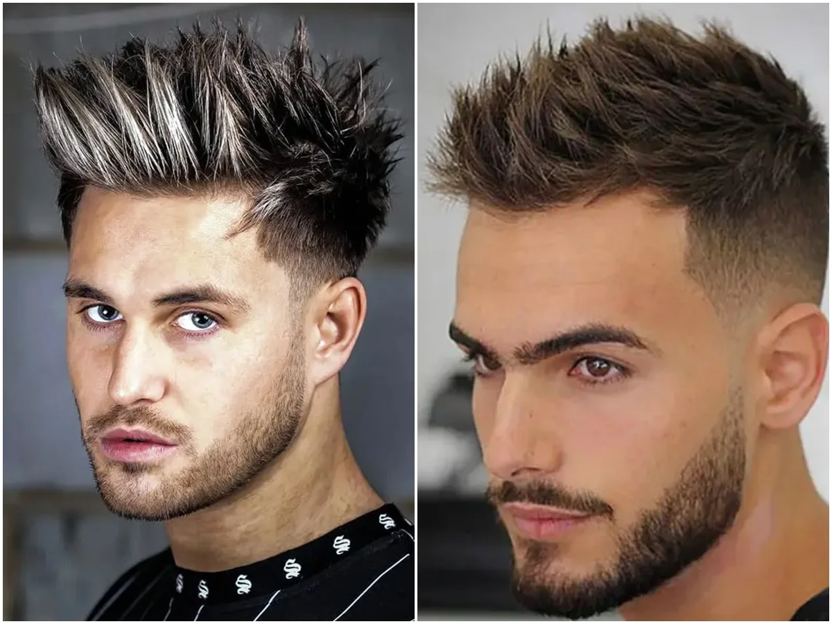 Hai kiểu tóc ngắn nam textured với mái dựng và tóc crop tự nhiên