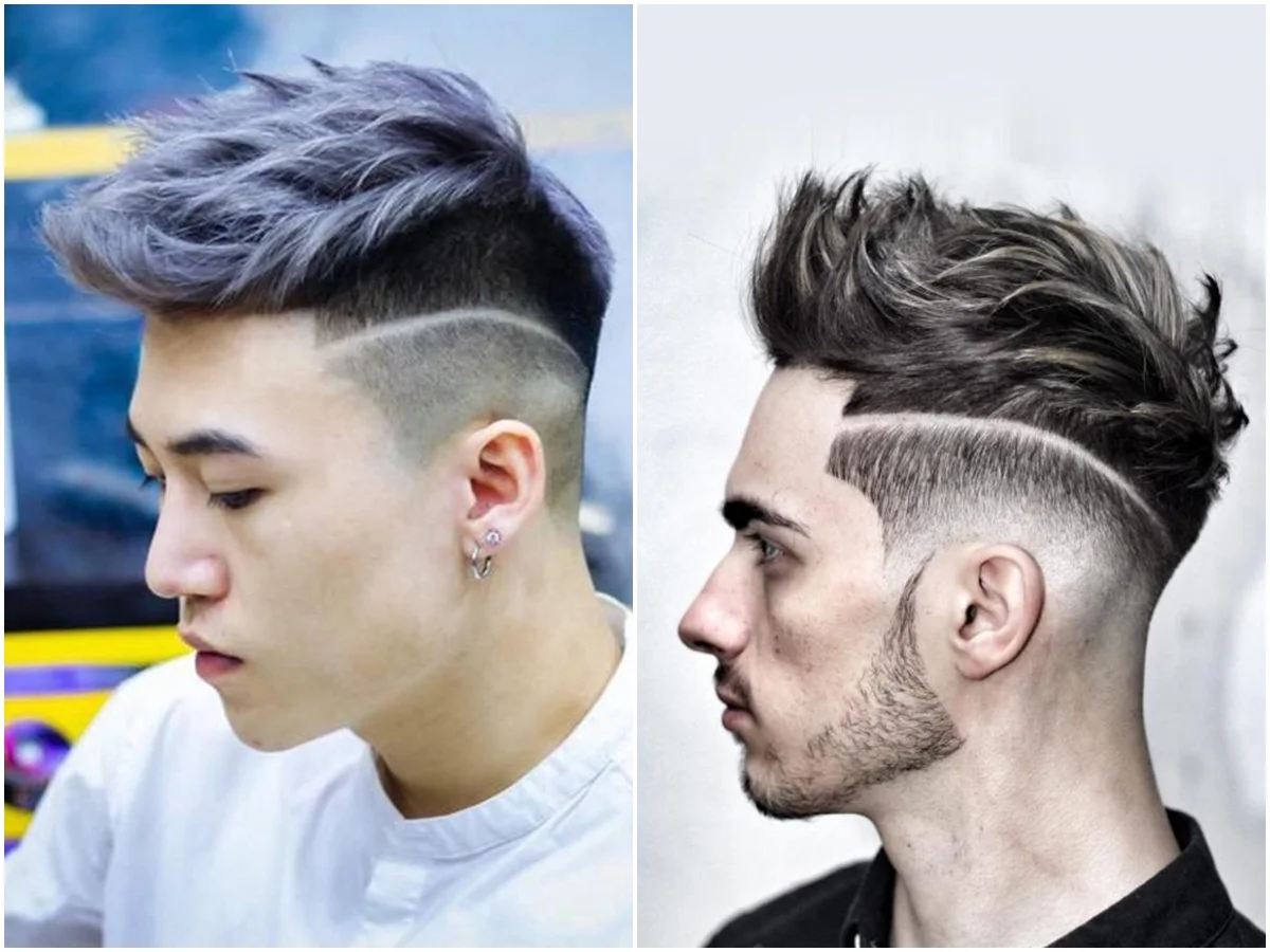 Hai kiểu tóc ngắn nam undercut và pompadour với phần mái tạo kiểu