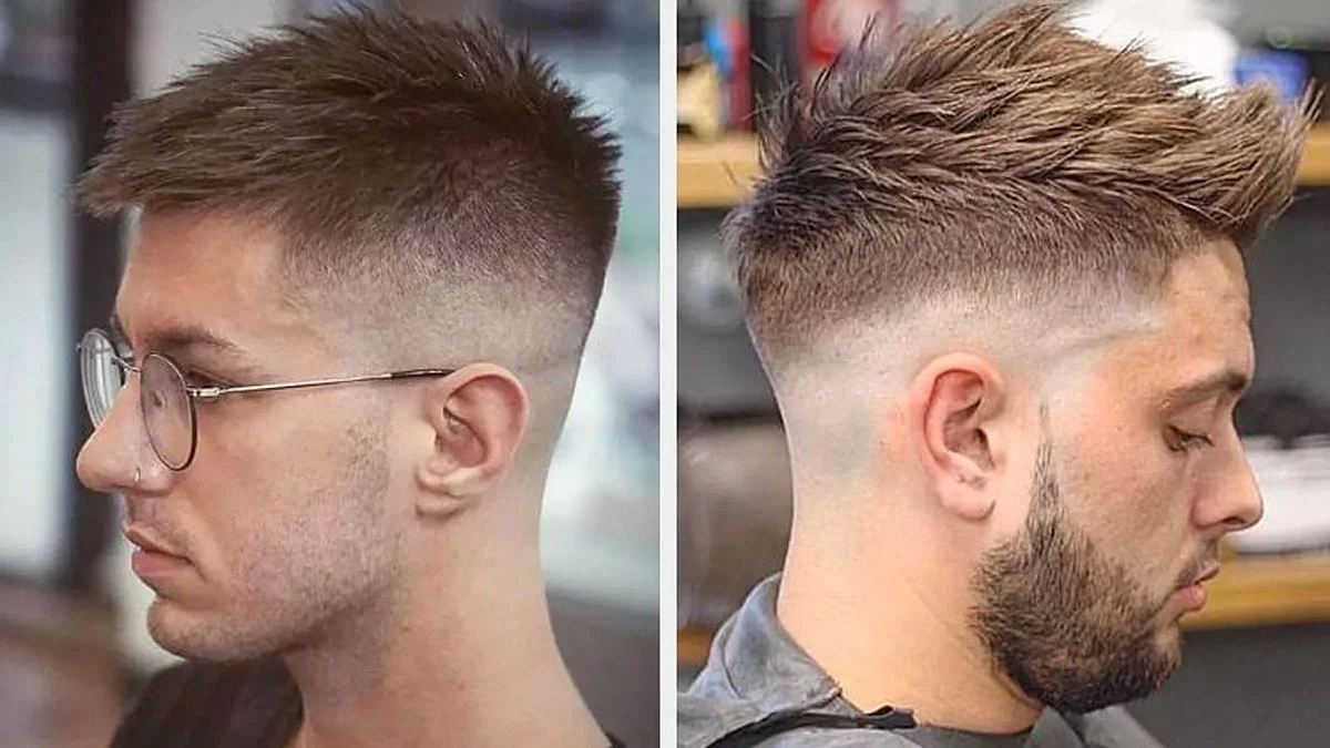 Tóc ngắn cho mặt tròn nam spiky quiff