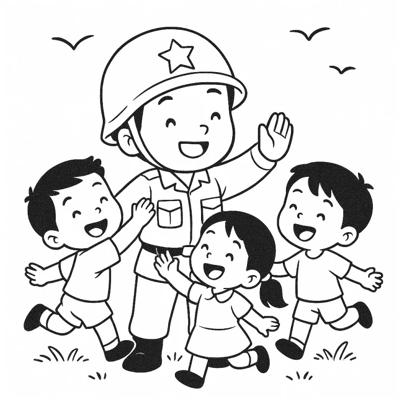 20 bức tranh tô màu chú bộ đội ý nghĩa và dễ tô cho bé mầm non