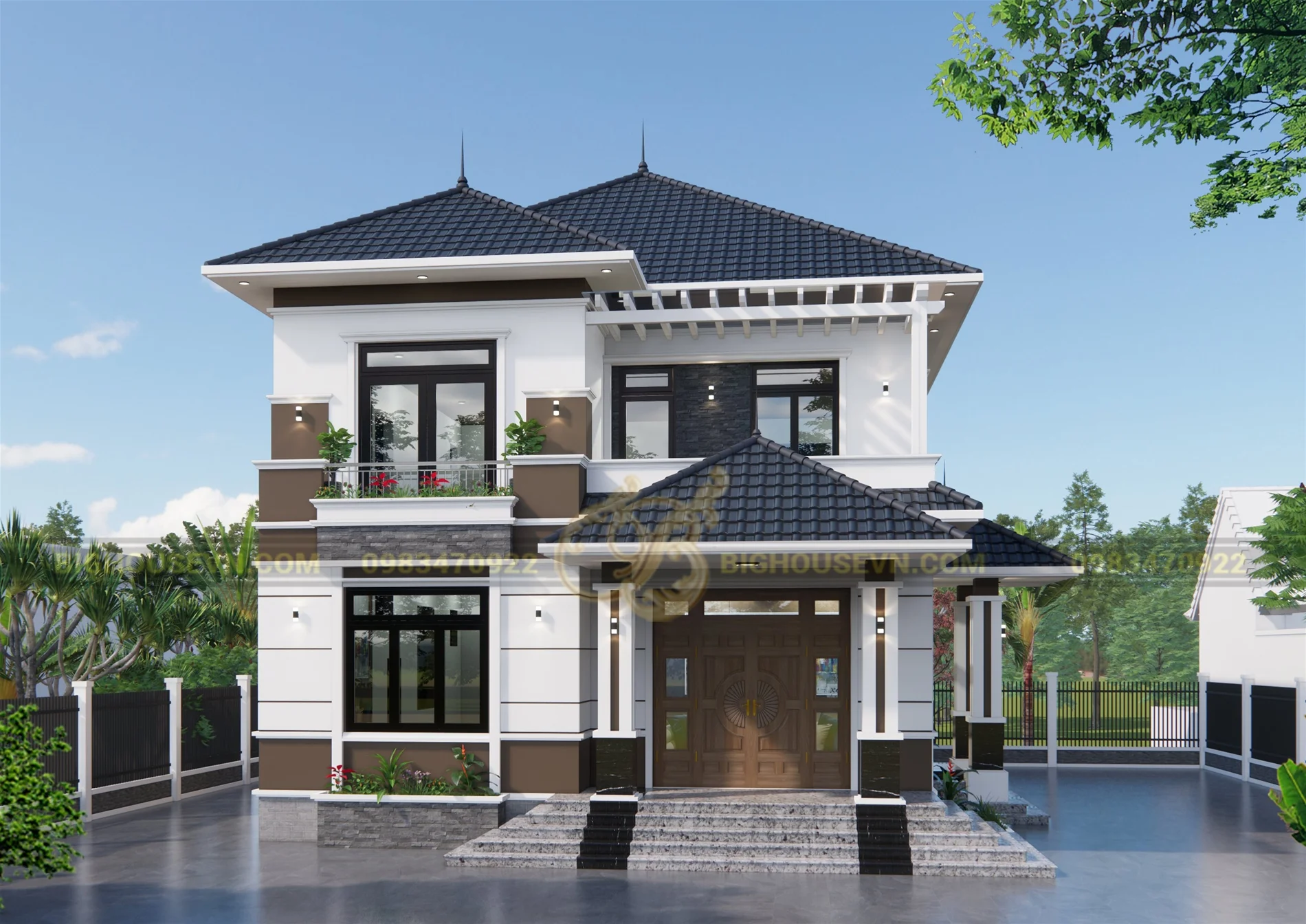 Nhà đẹp 2 tầng mái Nhật hiện đại