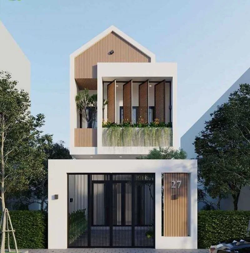 Nhà phố đẹp 2 tầng mặt tiền tối giản