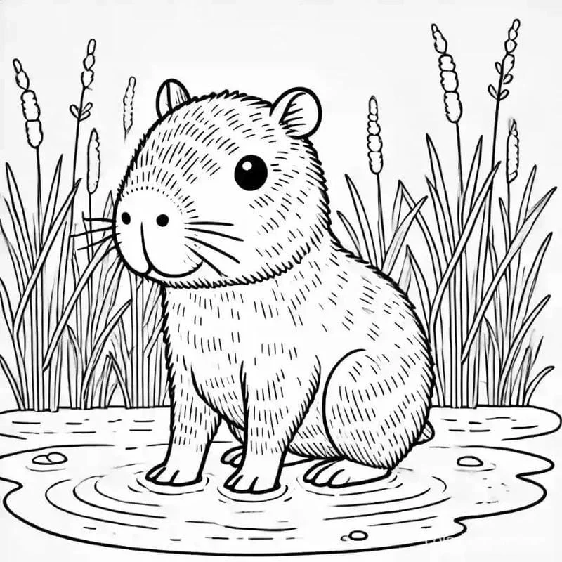 Chọn bộ tranh tô màu capybara cute đơn giản cho bé