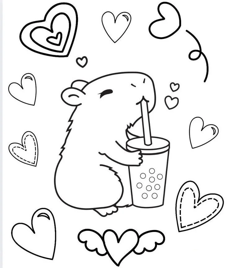 20 bức tranh tô màu capybara, bé tô điểm thêm màu sắc cho loài động vật đáng yêu nhất thế giới - 14
