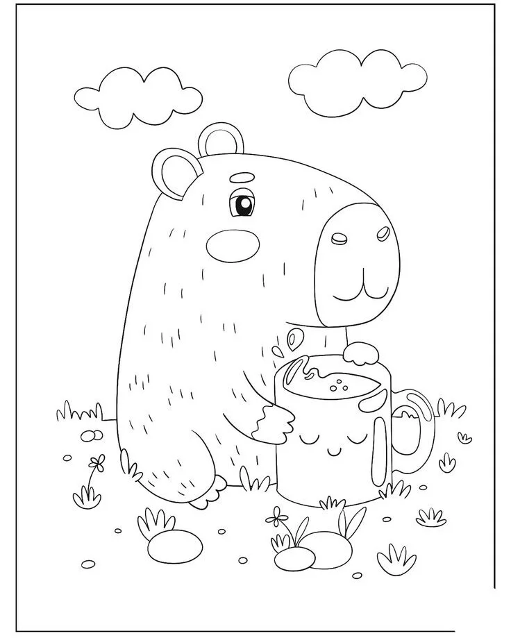 20 bức tranh tô màu capybara, bé tô điểm thêm màu sắc cho loài động vật đáng yêu nhất thế giới - 7