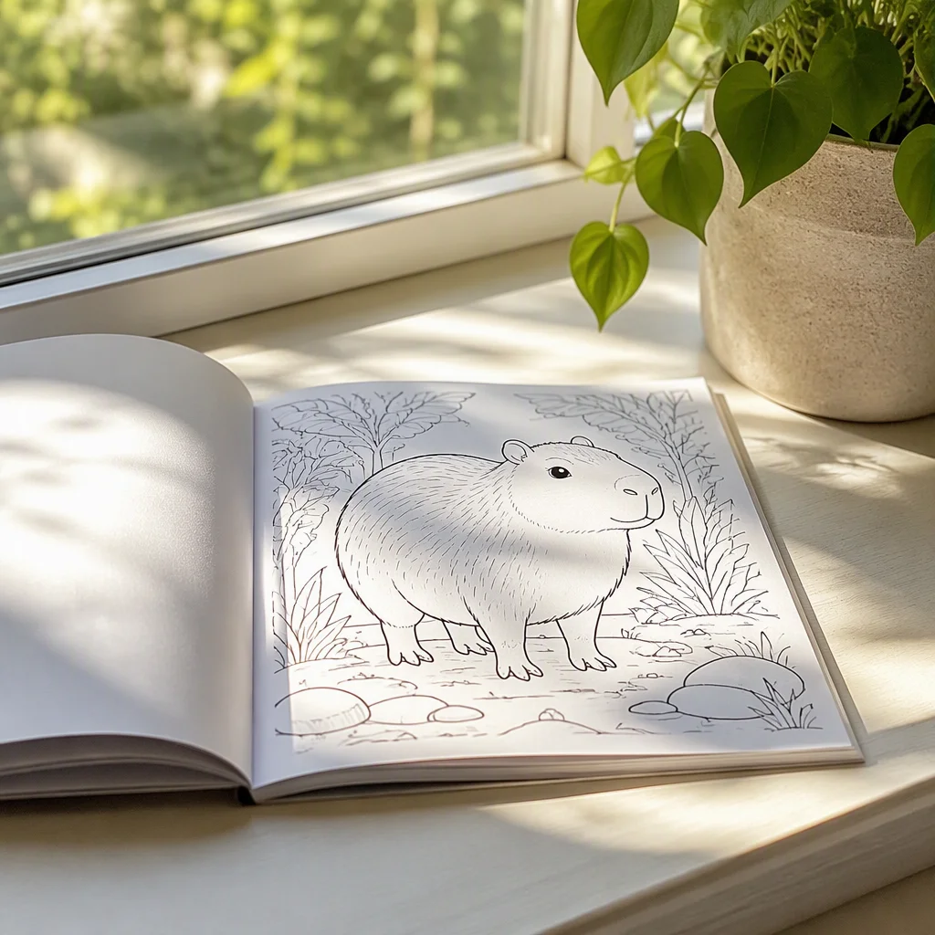 tranh tô màu capybara: gợi ý số 30