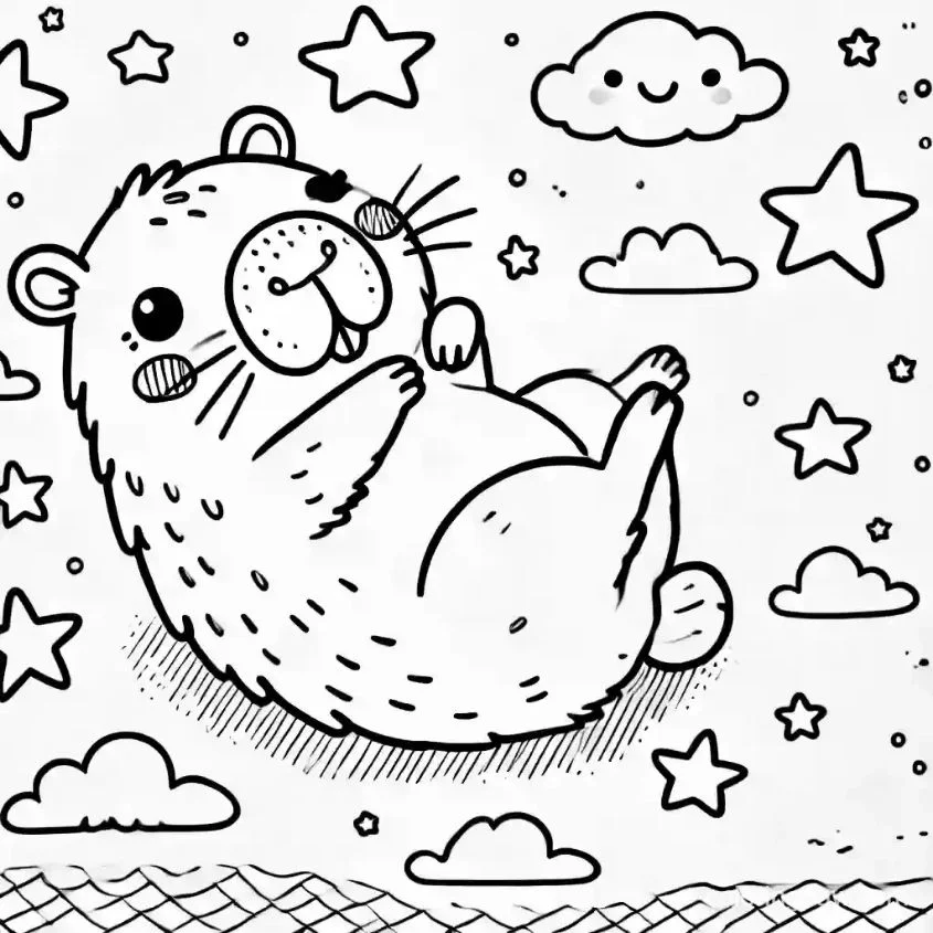 Sưu tầm tranh tô màu capybara cute chibi dễ thương