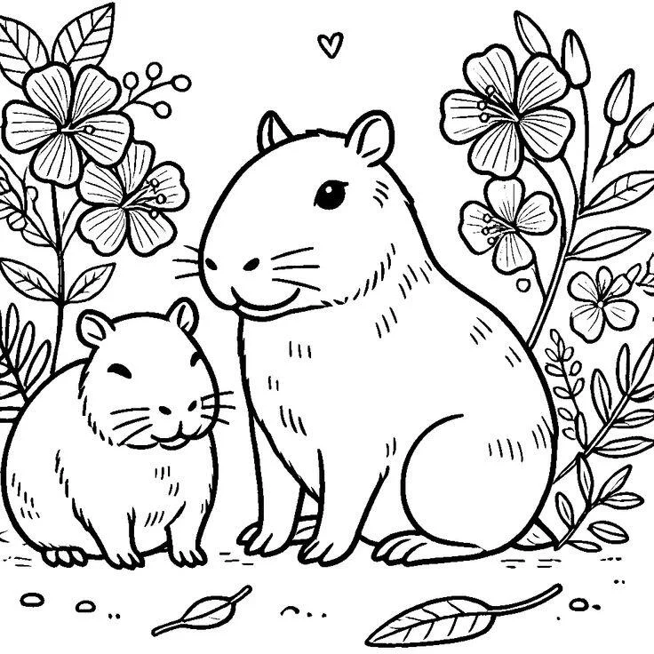 20 bức tranh tô màu capybara, bé tô điểm thêm màu sắc cho loài động vật đáng yêu nhất thế giới - 13