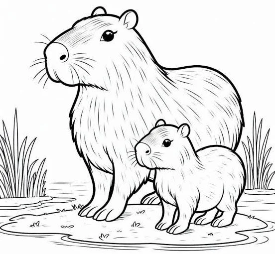 20 bức tranh tô màu capybara, bé tô điểm thêm màu sắc cho loài động vật đáng yêu nhất thế giới - 5