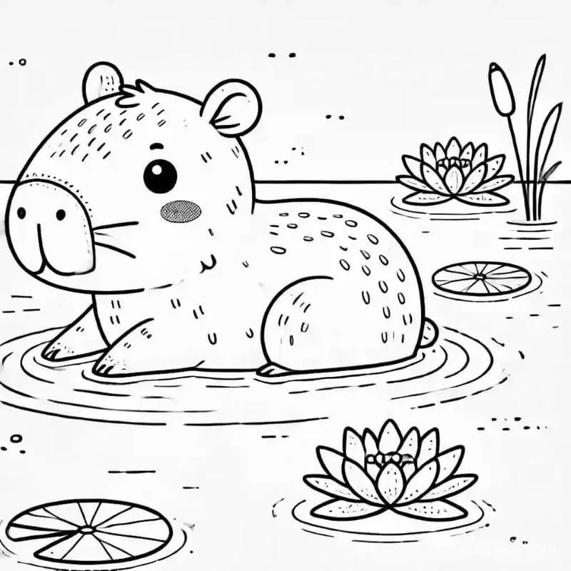 Tải ngay tranh tô màu tranh tô màu capybara vẽ cực dễ