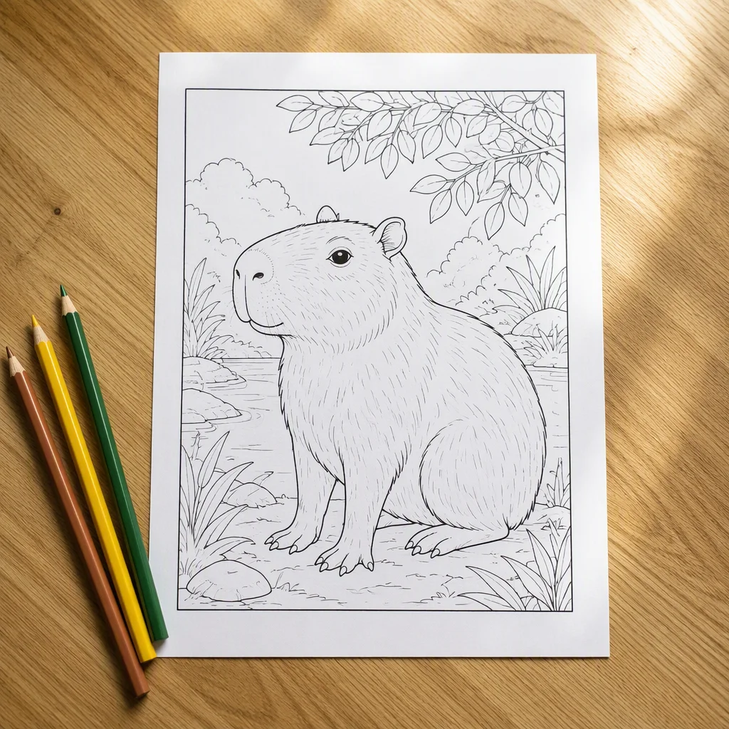 Hình 28 trong bộ sưu tập tranh tô màu capybara