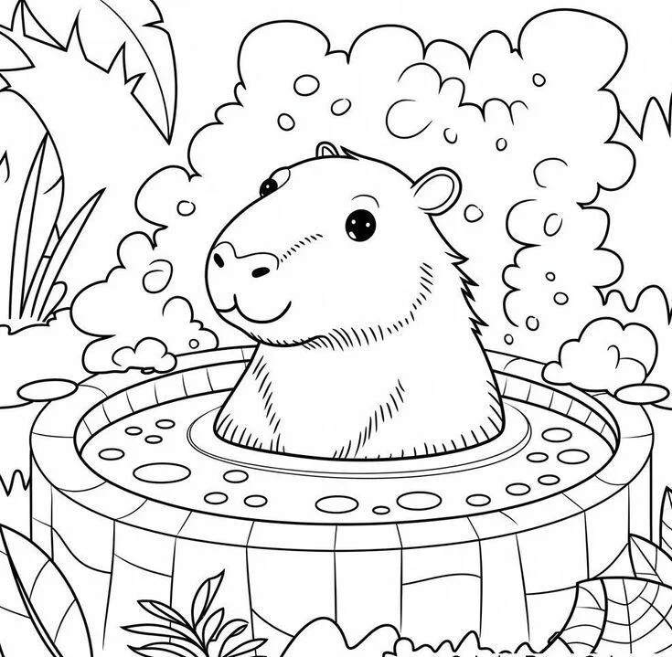 20 bức tranh tô màu capybara, bé tô điểm thêm màu sắc cho loài động vật đáng yêu nhất thế giới - 4