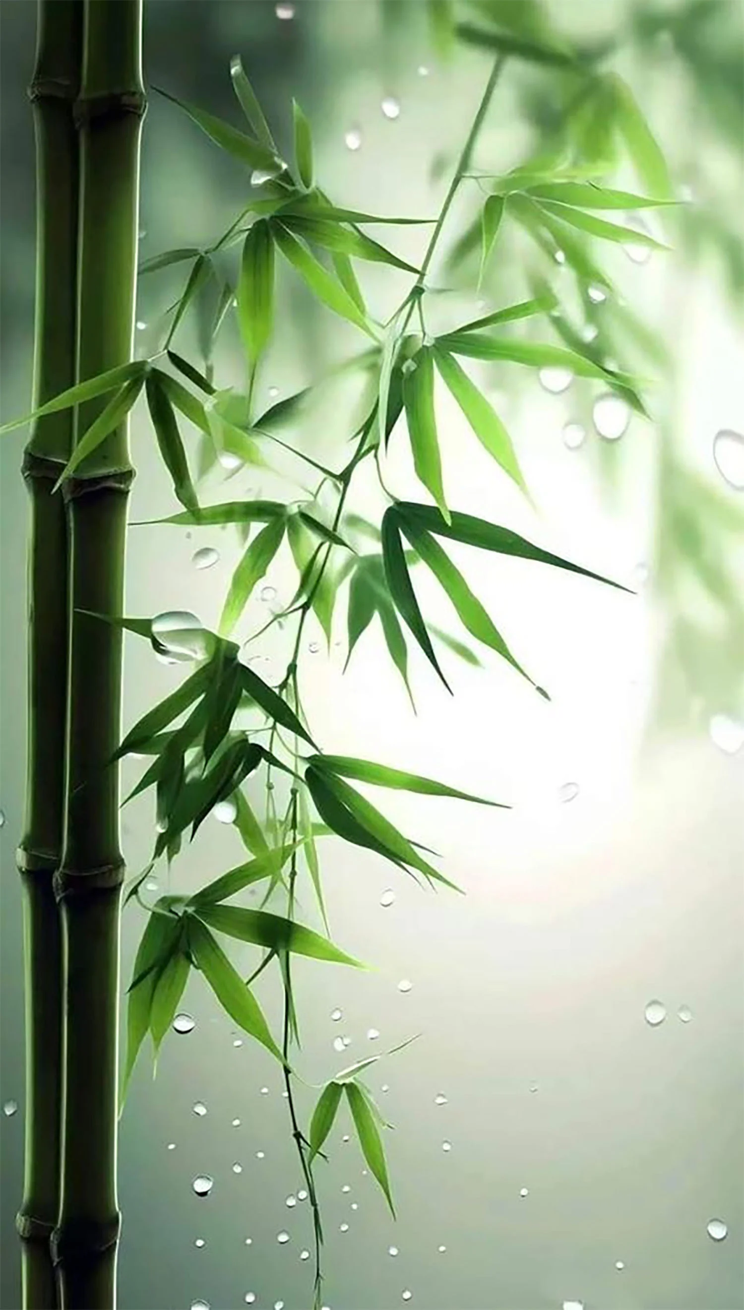 Hình nền thu hút may mắn cành trúc xanh tươi trong ánh sáng dịu nhẹ