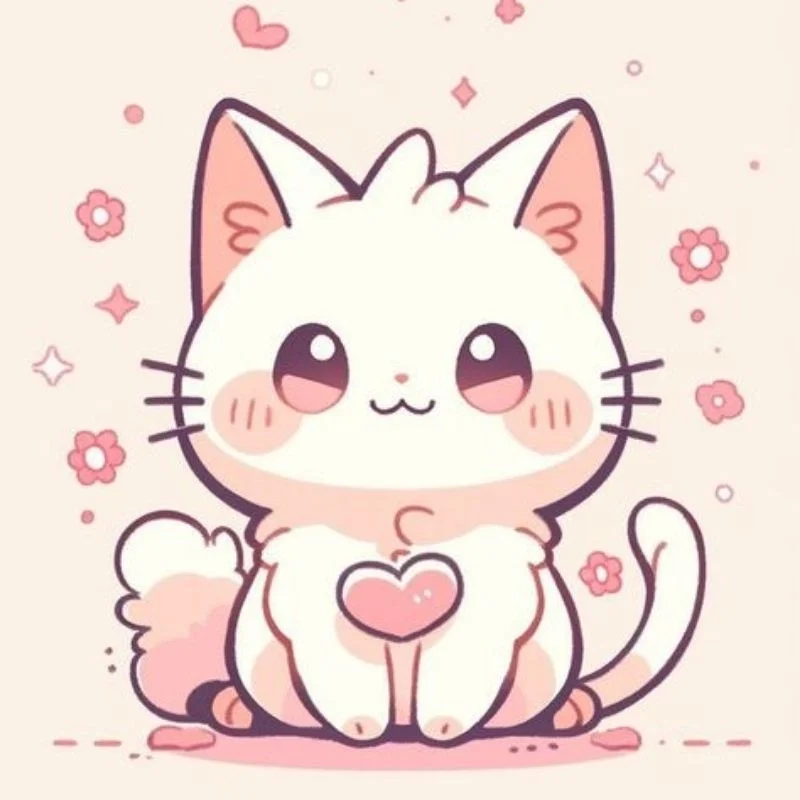 Thưởng thức ảnh avatar mèo chibi cute với nụ cười rạng rỡ
