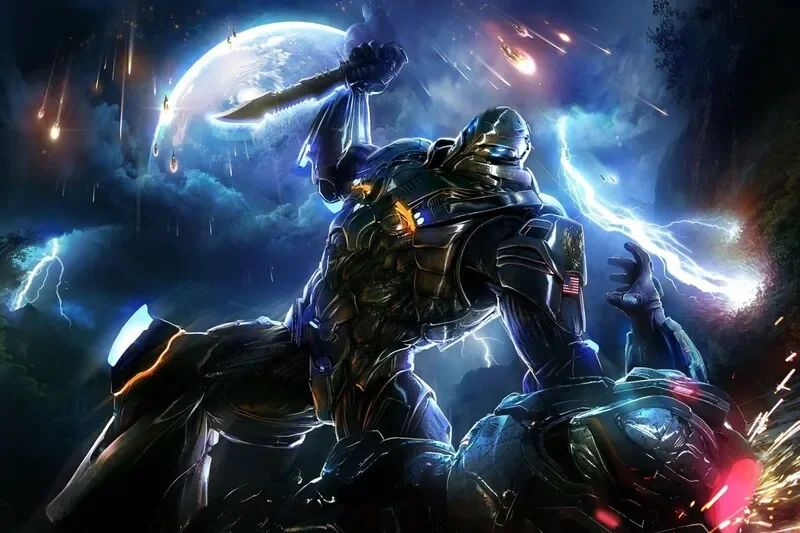 Hình nền pc 4k chiến binh giáp trụ tương lai phong cách game hành động ấn tượng